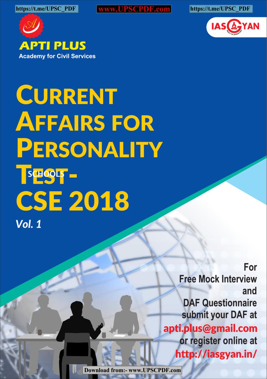 CURRENT AFFAIRS FOR PERSONALITY TEST CSE 2018 PDF Download