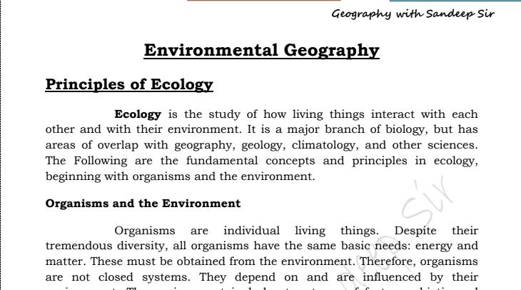 Geography Optional Notes