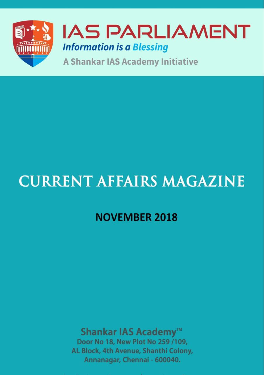 Shankar IAS Novemeber 2018 Current Affairs Magazine PDF Download