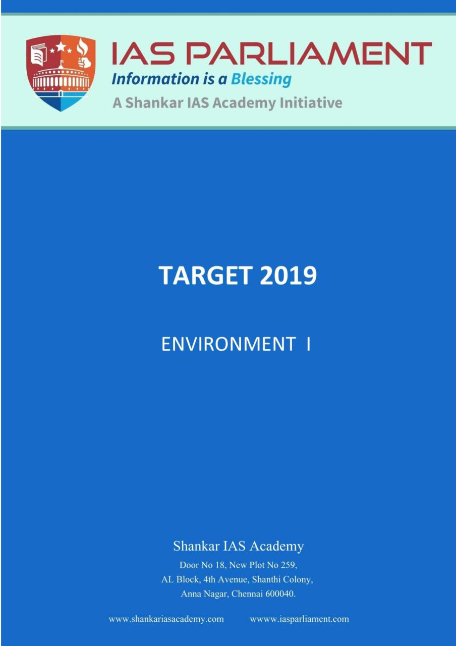 Shankar IAS Environment Prelims 2019