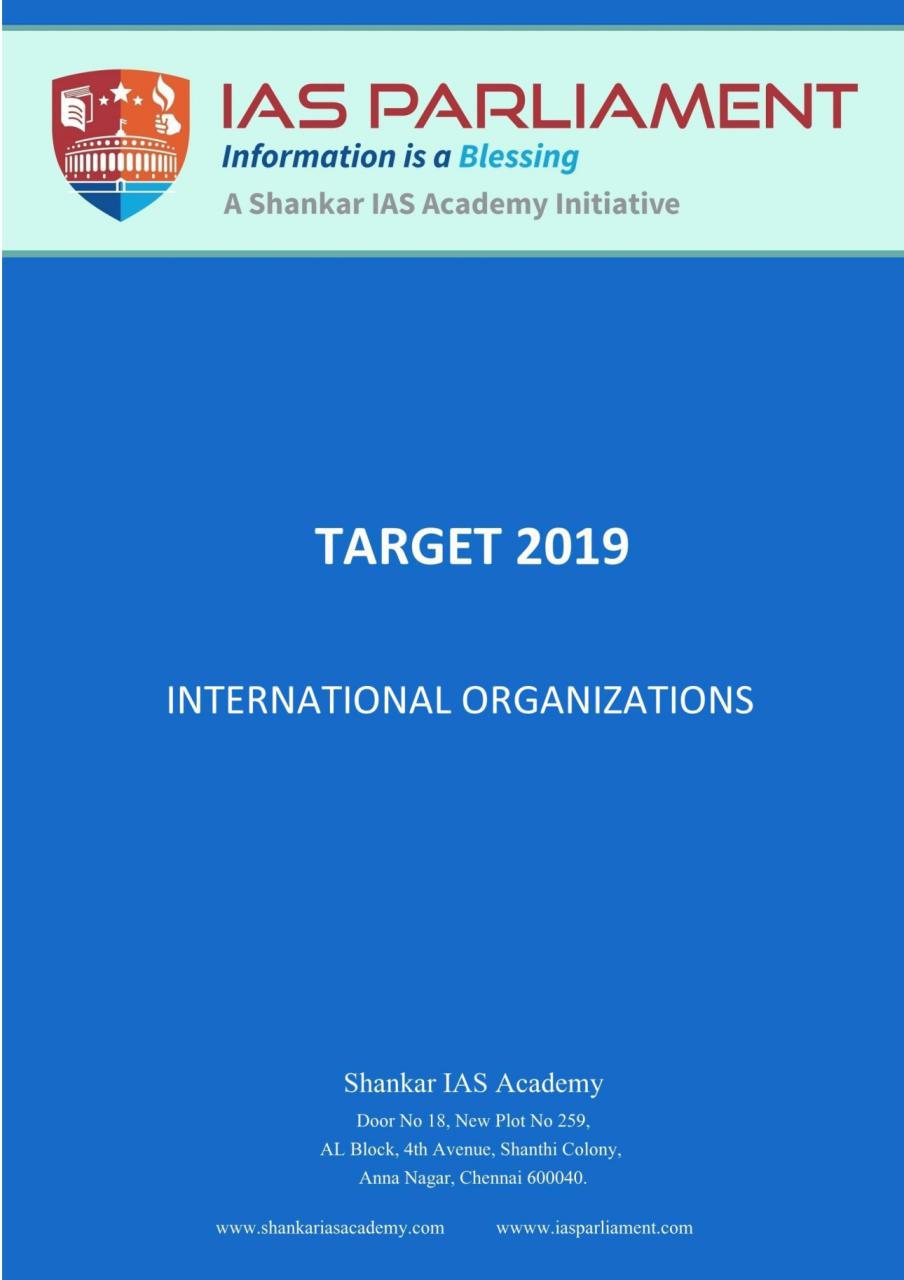 Shankar IAS International Organizations P