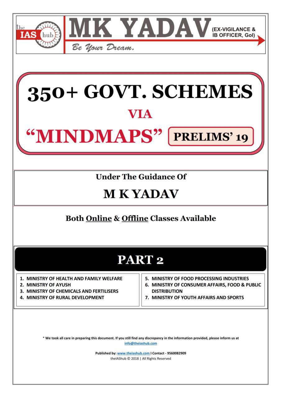 MK Yadav 350+ Governmental Schemes Part 2 PDF