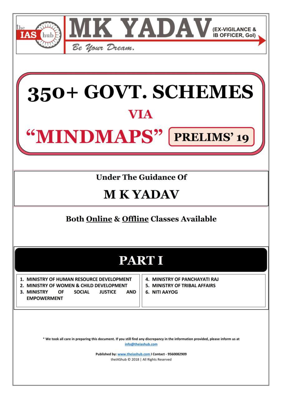 MK Yadav 350+ Governmental Schemes Programme Part 1