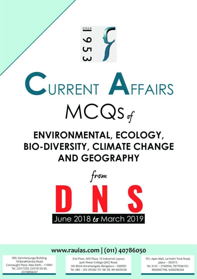 Rau IAS DNS Current Affairs MCQ 2019 Environment PDF