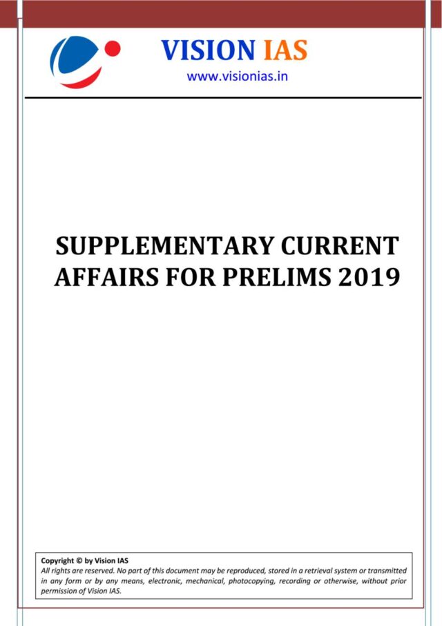 Vision IAS PT 365 Supplement Current Affairs for Prelims 2019 PDF