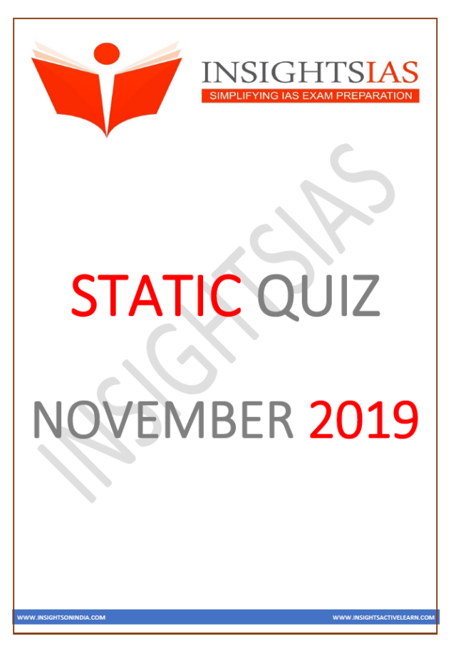 Insights IAS Static Quiz November 2019 PDF