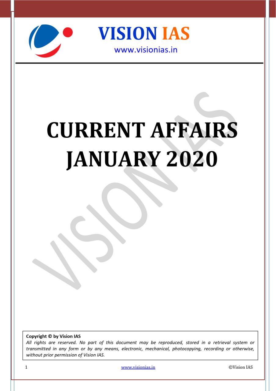 Vision IAS Monthly Current Affair January 2020 Pdf Download - VISION