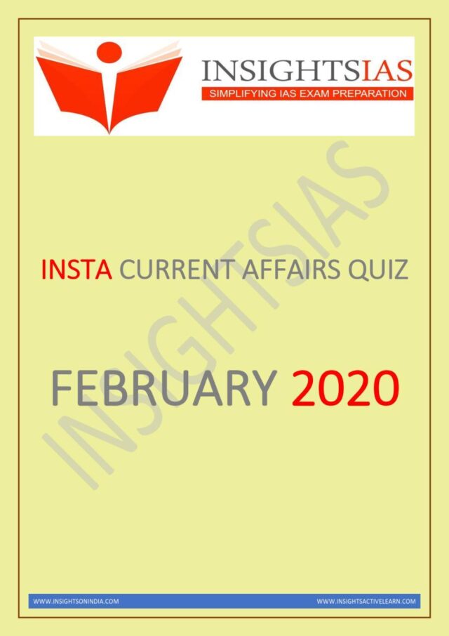Insights IAS Current Affairs Quiz February 2020 PDF