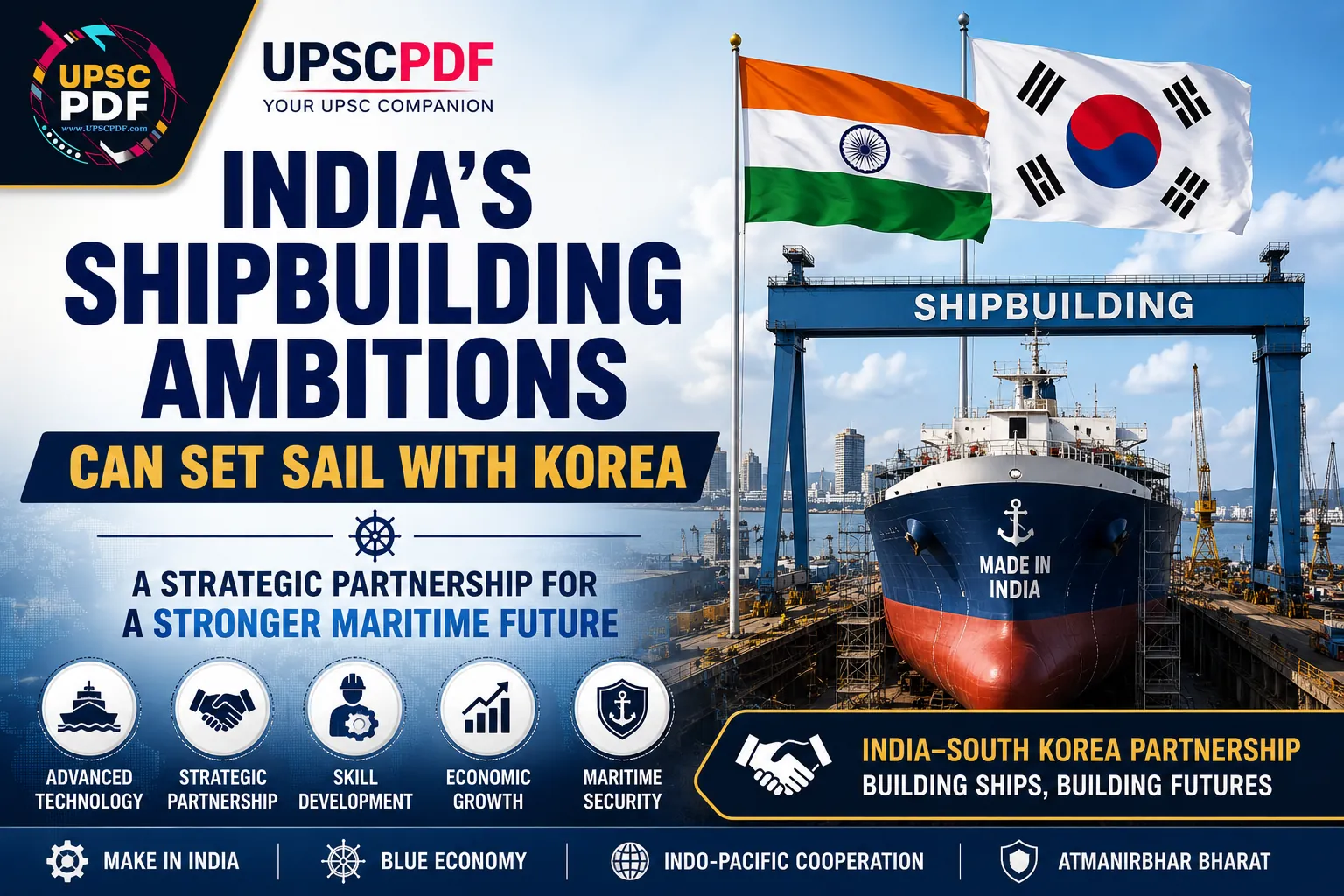India–South Korea Shipbuilding Partnership: A Maritime Opportunity for India’s Global Ambitions : UPSCPDF Editorial Analysis