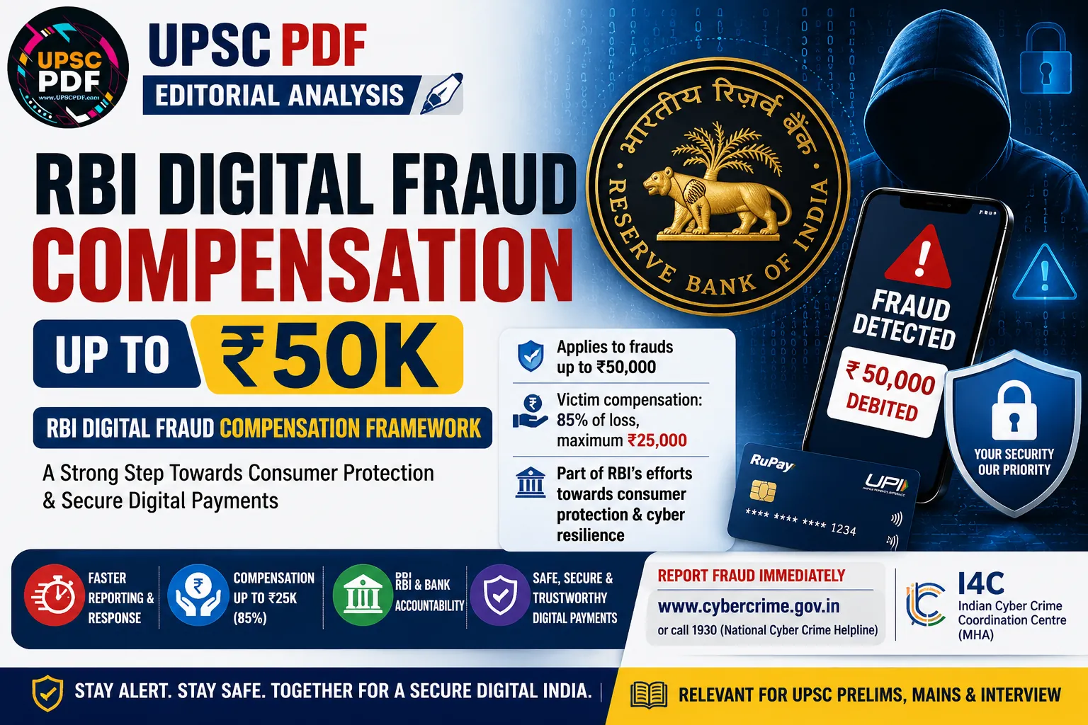 RBI Digital Fraud Compensation Framework: Protecting Victims of Online Financial Frauds | UPSCPDF Editorial Analysis