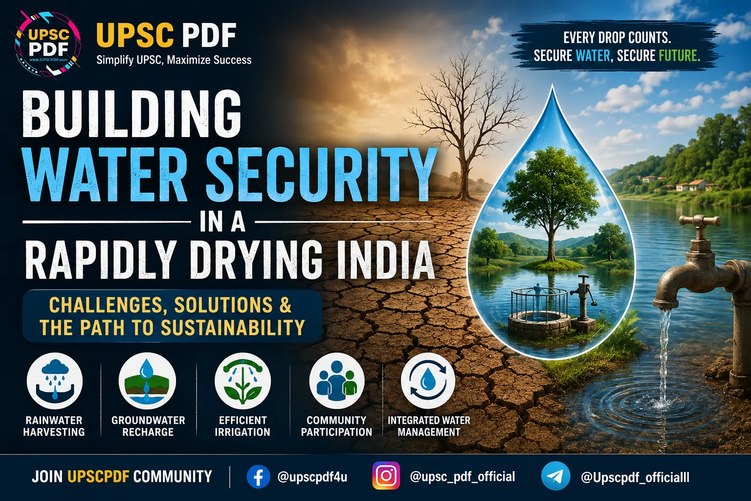 Building Water Security in a Drying India: Climate Resilience & Sustainable Water Governance : UPSCPDF Editorial Analysis