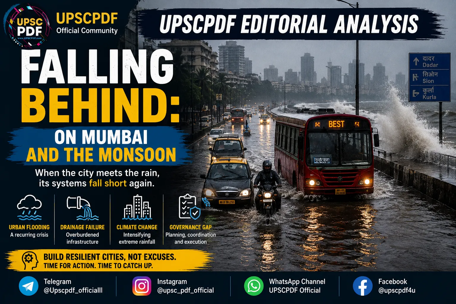 Mumbai’s Monsoon Challenge: Why the City Keeps Falling Behind : UPSCPDF Editorial Analysis