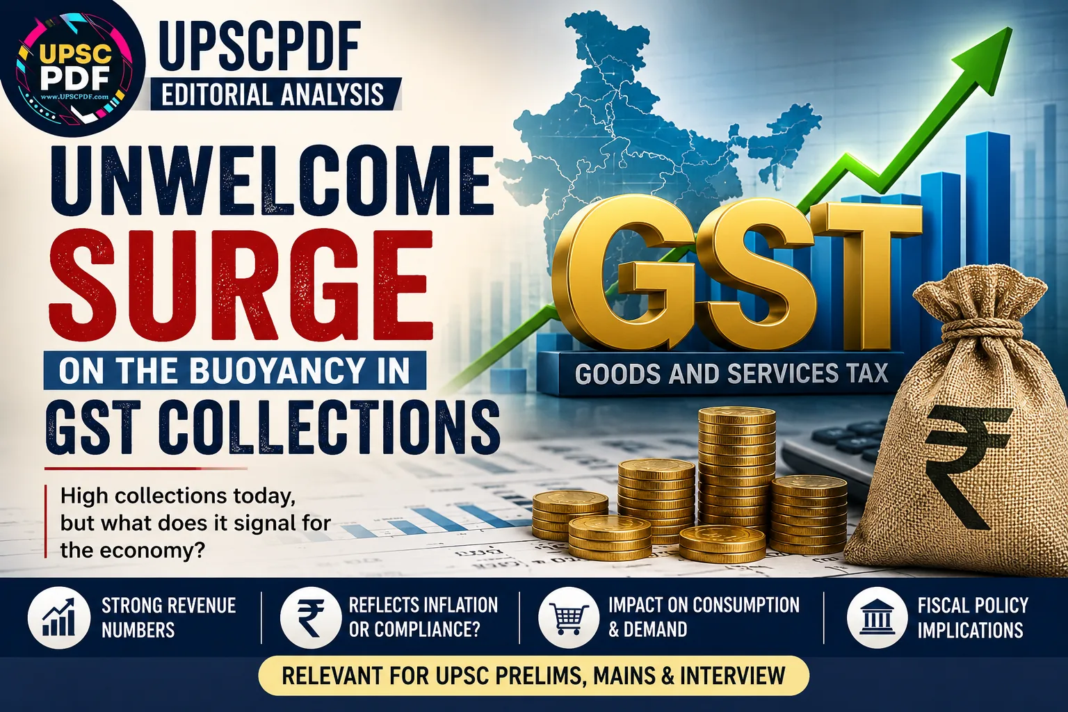 GST Collections Surge: Revenue Buoyancy or Economic Warning? : UPSCPDF Editorial Analysis