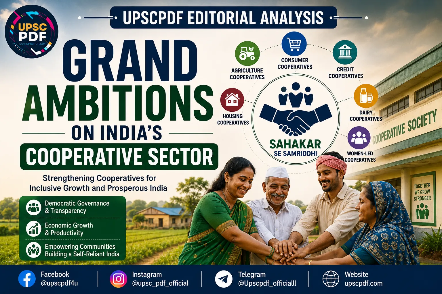 Grand Ambitions for India’s Cooperative Sector: Reforming Cooperative Governance for Inclusive Growth : UPSCPDF Editorial Analysis