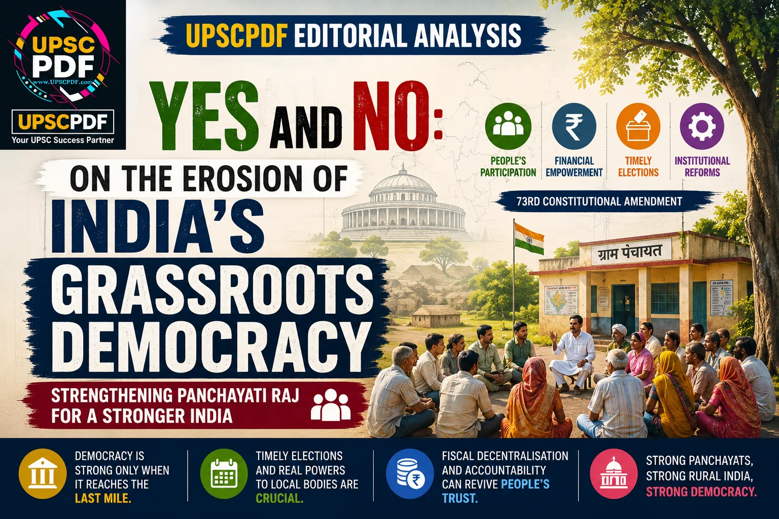 Reviving Grassroots Democracy: Strengthening Panchayati Raj Institutions in India | UPSCPDF Editorial Analysis
