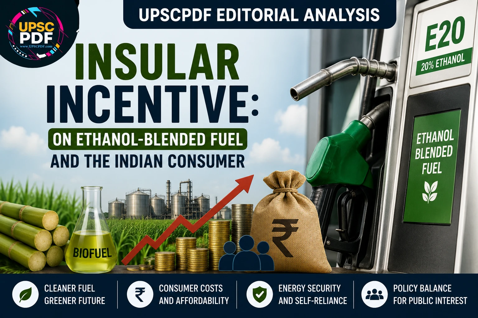 Ethanol Blending and Consumer Costs: Balancing India’s Green Fuel Push : UPSCPDF Editorial Analysis