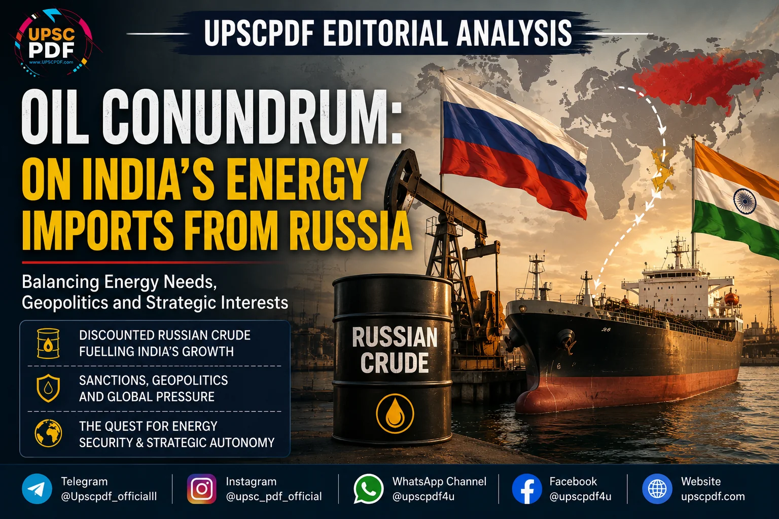 Oil Conundrum: India’s Russia Dilemma and Energy Security : UPSCPDF Editorial Analysis