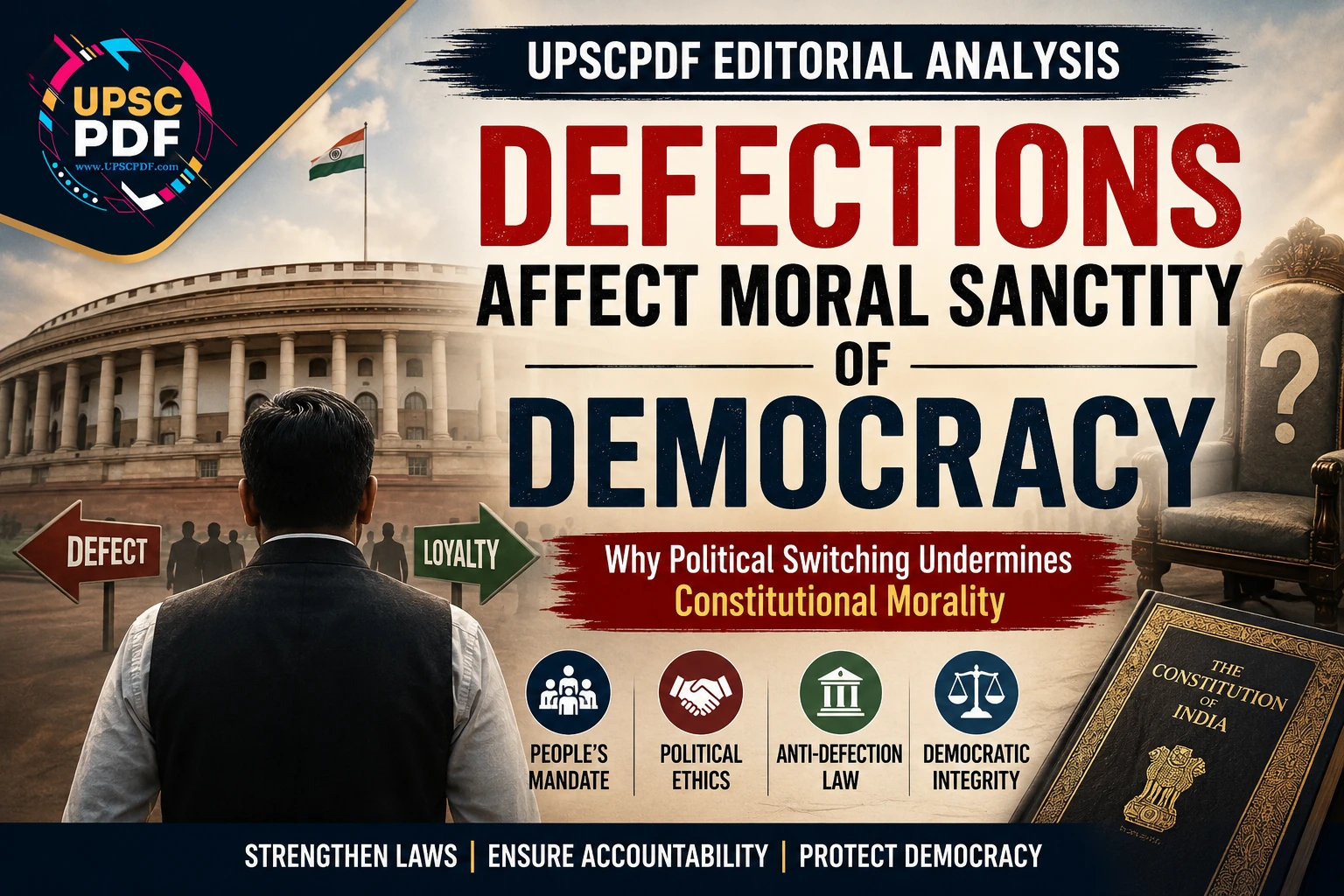 Defections and Democracy: Why Political Switching Threatens Constitutional Morality : UPSCPDF Editorial Analysis